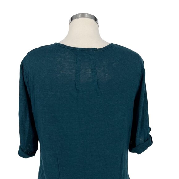 Wrap London Teal Linen Tunic Top With Roll Tab Sleeves Size UK 14 US 10 - Picture 8 of 12